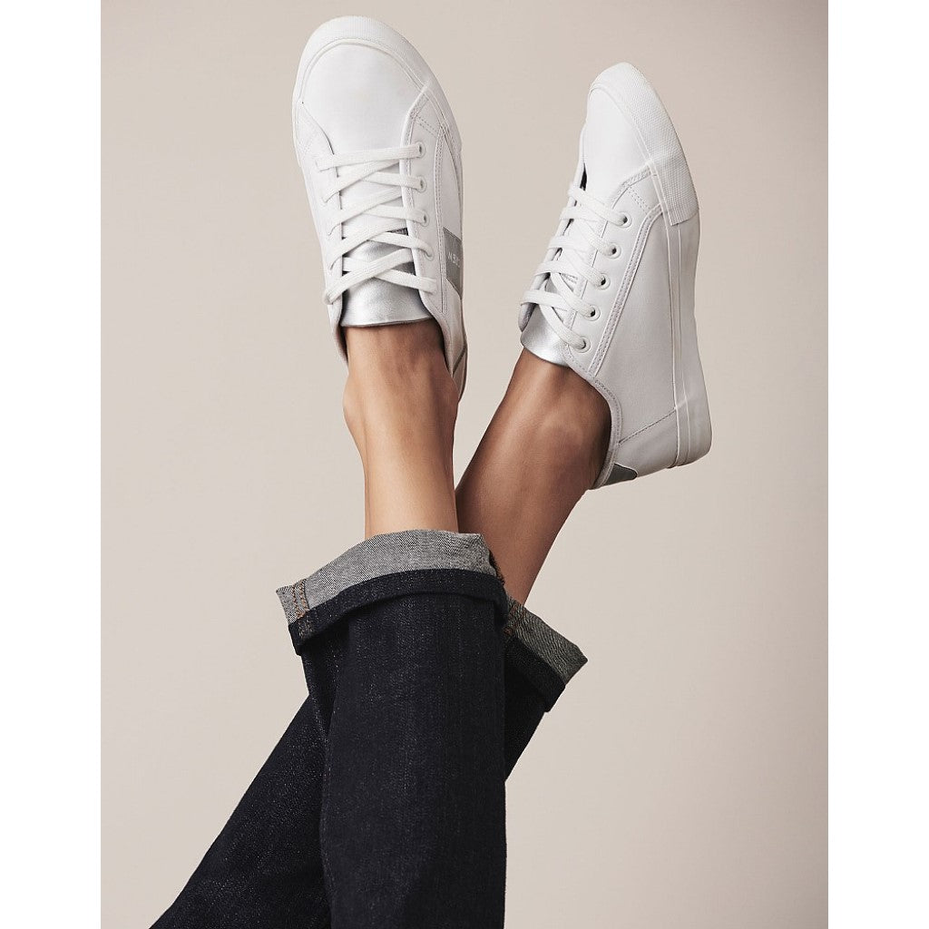 Ladies white leather best sale trainers