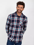 BRAKEBURN CHECKED SHIRT - NAVY