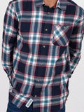 BRAKEBURN CHECKED SHIRT - NAVY