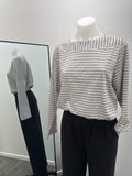 Givoni Stripe Top - Taupe/White