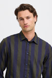 Blend Striped Shirt - Navy/Olive