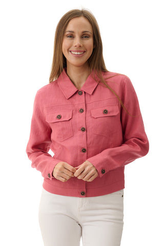 Casual linen jacket - Rosewood