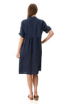 Collared linen dress - Navy