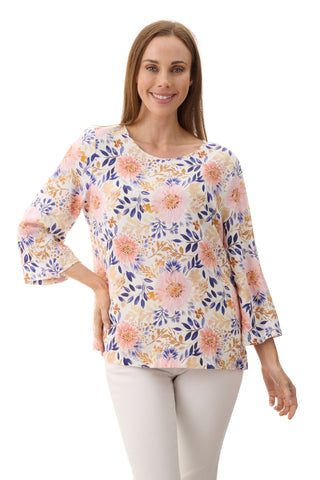 Plum 3/4 sleeve print top