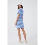 FDJ Short Sleeve Rouched Dress - Tranquil Blue Stripe