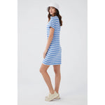 FDJ Short Sleeve Rouched Dress - Tranquil Blue Stripe