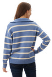 King stripe half zip knit - Denim