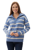 King stripe half zip knit - Denim