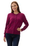 Crew Neck Cardigan - Magenta