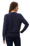 Crew Neck Cardigan -  Navy