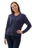 Crew Neck Cardigan -  Navy