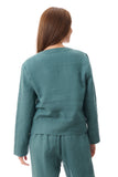 Seamed Linen Jacket - Forest