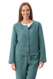 Seamed Linen Jacket - Forest