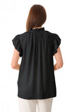 Black flounce sleeve top
