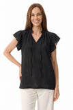 Black flounce sleeve top