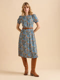 Navy Secret Garden Midi Dress
