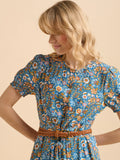 Navy Secret Garden Midi Dress