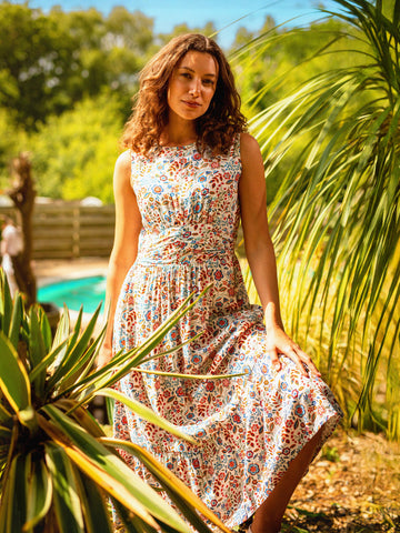 Cream Secret Garden Midi Dress
