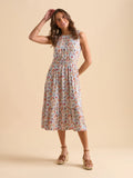 Cream Secret Garden Midi Dress