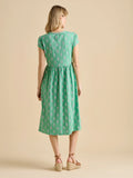 Woodblock Floral Knee Length Dress