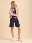 Frill Neck Denim Jacket - Pink