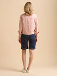 Frill Neck Denim Jacket - Pink