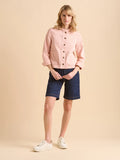 Frill Neck Denim Jacket - Pink