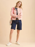 Frill Neck Denim Jacket - Pink