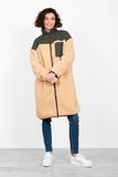 Teddy Longline Borg Jacket - Cream/Olive