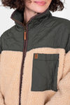 Teddy Longline Borg Jacket - Cream/Olive