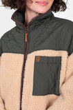 Teddy Longline Borg Jacket - Cream/Olive