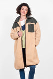 Teddy Longline Borg Jacket - Cream/Olive