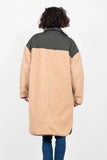 Teddy Longline Borg Jacket - Cream/Olive
