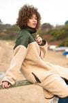 Teddy Longline Borg Jacket - Cream/Olive
