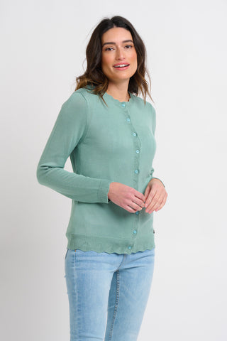 Frill Cardigan - Sea Green