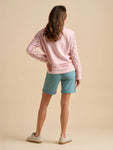 Broderie Crew Neck Sweat - Pink