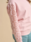 Broderie Crew Neck Sweat - Pink