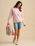 Broderie Crew Neck Sweat - Pink