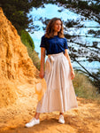 Stripe Paper Bag Waist Skirt