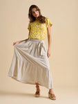 Stripe Paper Bag Waist Skirt