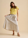 Stripe Paper Bag Waist Skirt