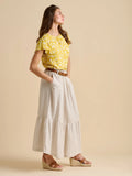 Stripe Paper Bag Waist Skirt