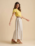 Stripe Paper Bag Waist Skirt