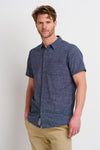 Navy Slub Checked Shirt