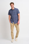 Navy Slub Checked Shirt