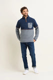Blue Pique Quarter Zip Sweater