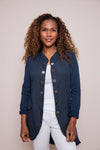 Suzy D Linen Military Jacket - Navy