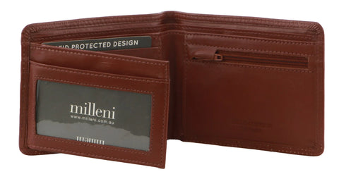 Milleni Tan Men's Leather Bi-Fold Wallet