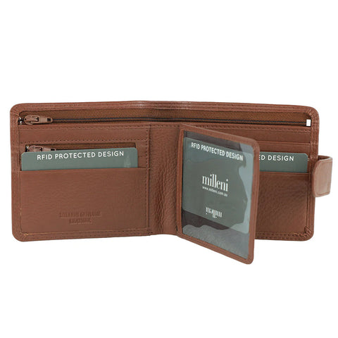 Milleni  Men's Leather Wallet in Tan