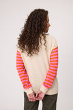 Classified Merino Blend Daisy Stripe Jumper - Stone